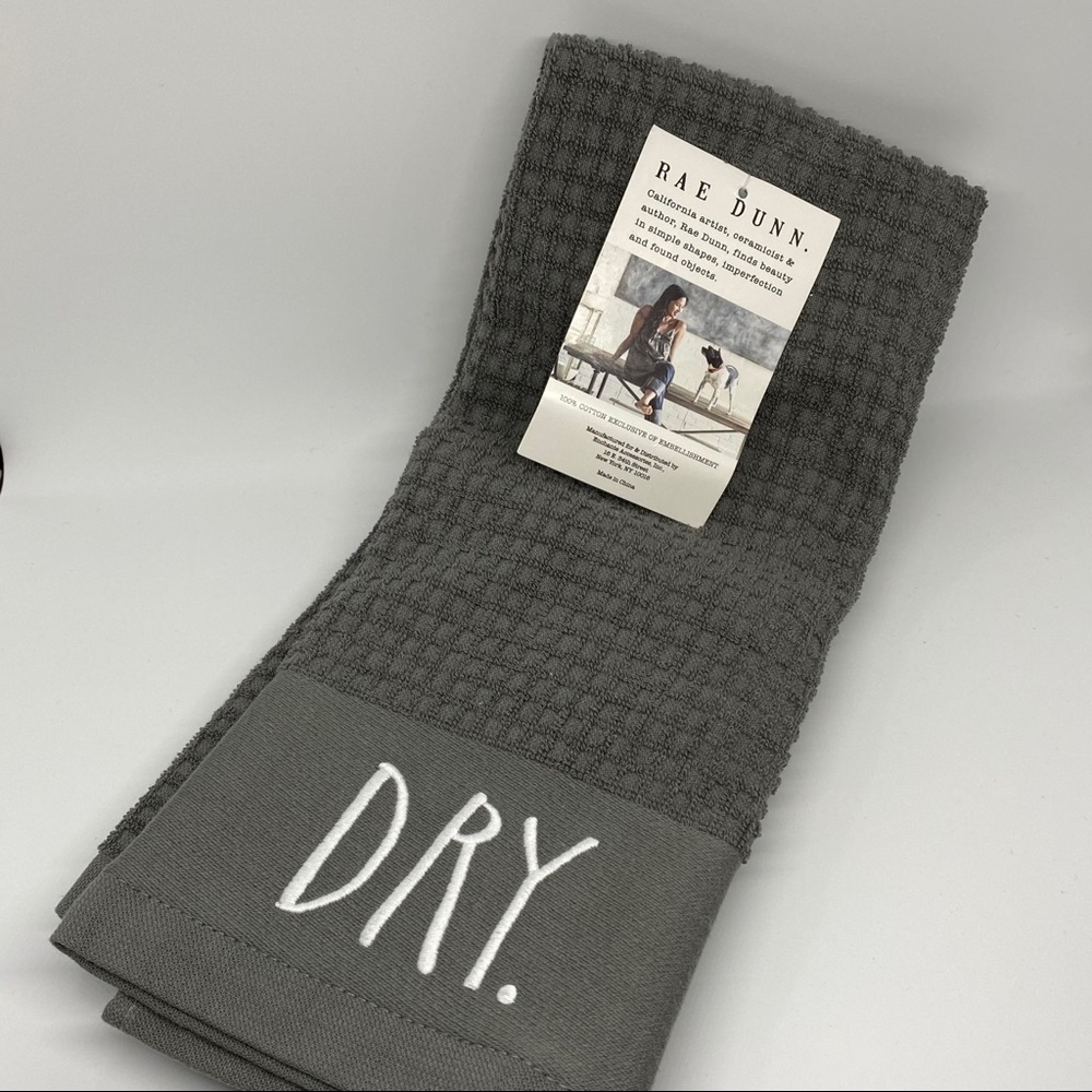 Rae Dunn Kitchen Towels (Gray) - DRY and CLEAN.